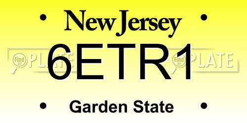 6ETR1 New Jersey License Plate
