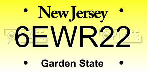 6EWR22 New Jersey License Plate