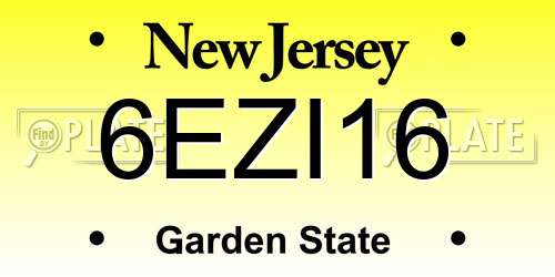 6EZI16 New Jersey License Plate