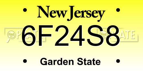 6F24S8 New Jersey License Plate