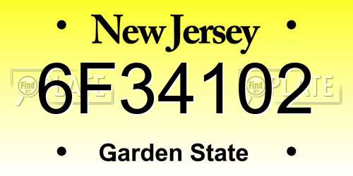 6F34102 New Jersey License Plate