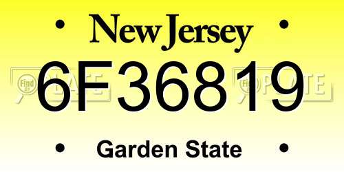 6F36819 New Jersey License Plate