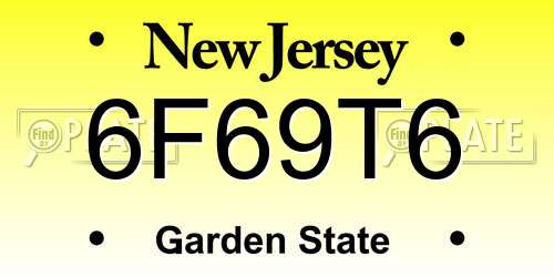 6F69T6 New Jersey License Plate