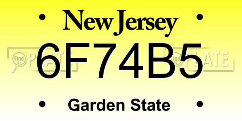 6F74B5 New Jersey License Plate
