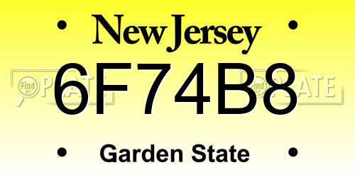 6F74B8 New Jersey License Plate