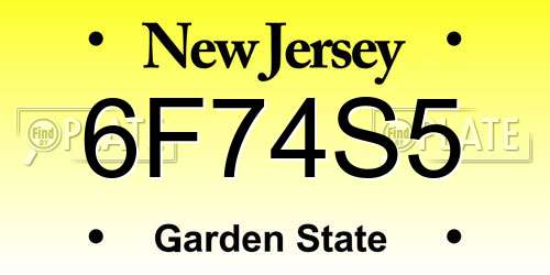 6F74S5 New Jersey License Plate