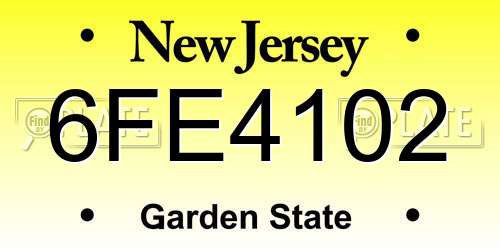 6FE4102 New Jersey License Plate