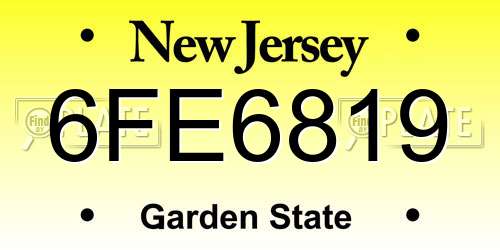 6FE6819 New Jersey License Plate