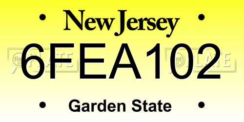 6FEA102 New Jersey License Plate