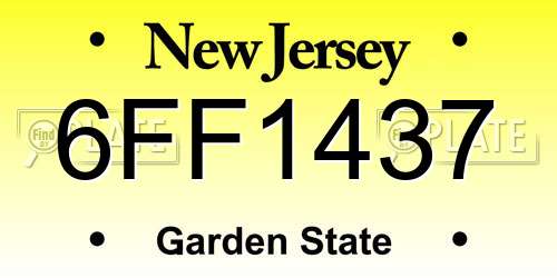 6FF1437 New Jersey License Plate