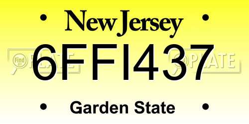 6FFI437 New Jersey License Plate
