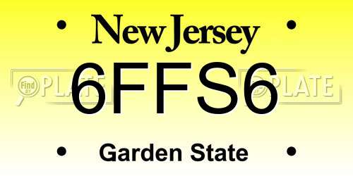 6FFS6 New Jersey License Plate