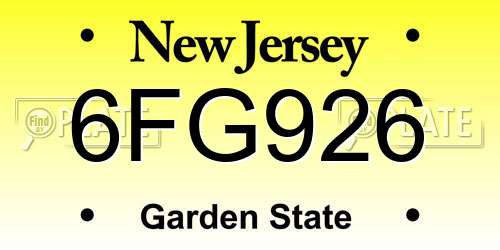 6FG926 New Jersey License Plate