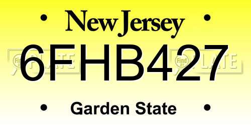 6FHB427 New Jersey License Plate