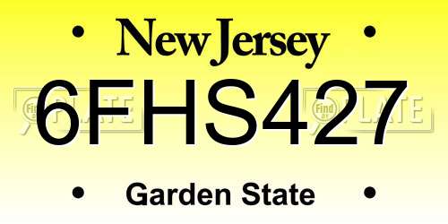 6FHS427 New Jersey License Plate