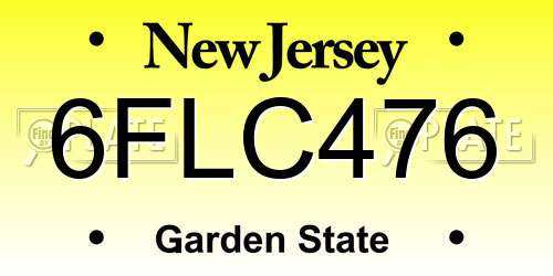 6FLC476 New Jersey License Plate