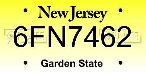 6FN7462 New Jersey License Plate