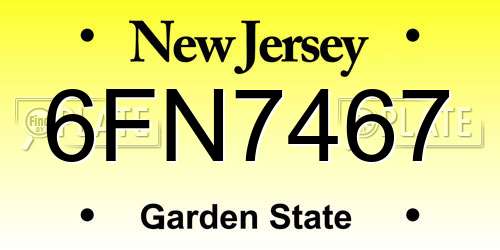 6FN7467 New Jersey License Plate
