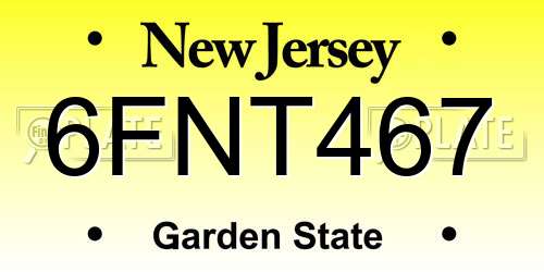 6FNT467 New Jersey License Plate