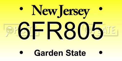 6FR805 New Jersey License Plate