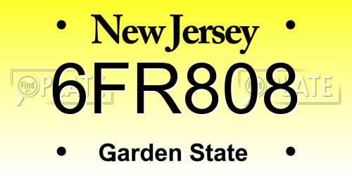 6FR808 New Jersey License Plate