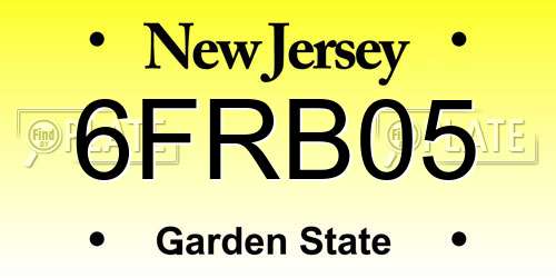 6FRB05 New Jersey License Plate