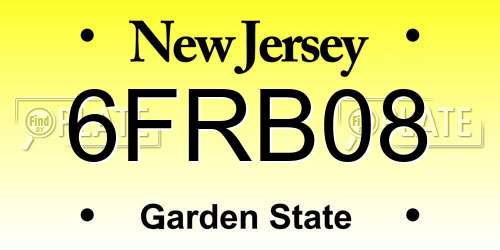 6FRB08 New Jersey License Plate