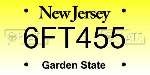6FT455 New Jersey License Plate