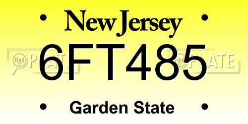 6FT485 New Jersey License Plate