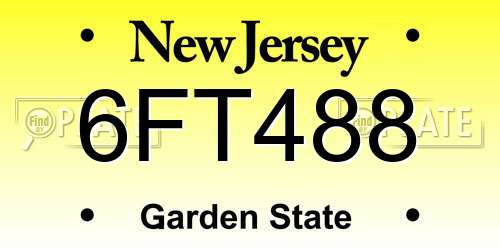 6FT488 New Jersey License Plate