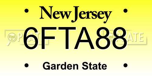 6FTA88 New Jersey License Plate