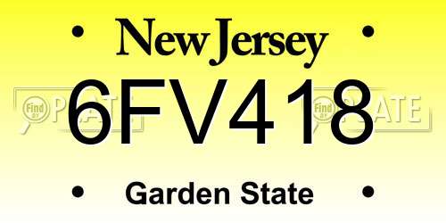6FV418 New Jersey License Plate