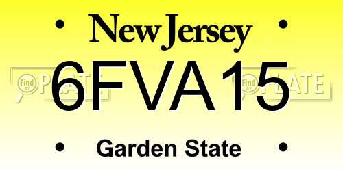 6FVA15 New Jersey License Plate