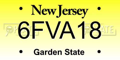 6FVA18 New Jersey License Plate