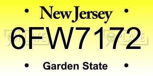 6FW7172 New Jersey License Plate