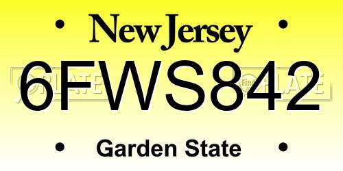 6FWS842 New Jersey License Plate