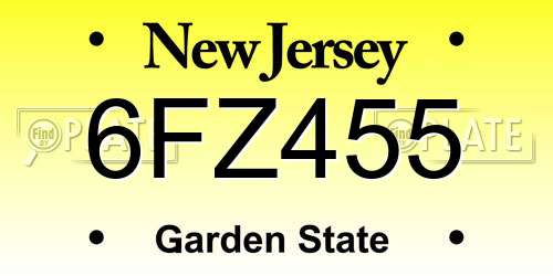 6FZ455 New Jersey License Plate