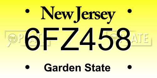 6FZ458 New Jersey License Plate