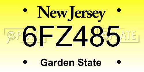 6FZ485 New Jersey License Plate