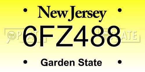 6FZ488 New Jersey License Plate