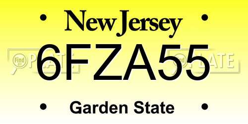 6FZA55 New Jersey License Plate
