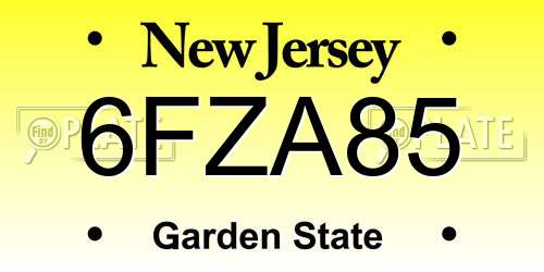 6FZA85 New Jersey License Plate