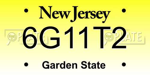 6G11T2 New Jersey License Plate