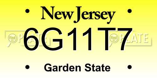 6G11T7 New Jersey License Plate