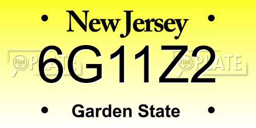 6G11Z2 New Jersey License Plate