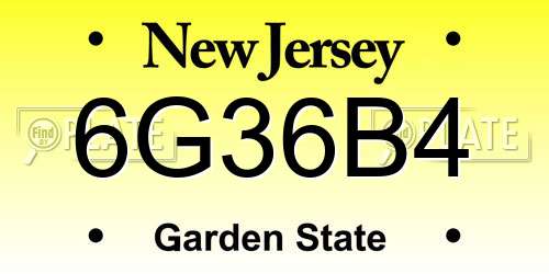 6G36B4 New Jersey License Plate