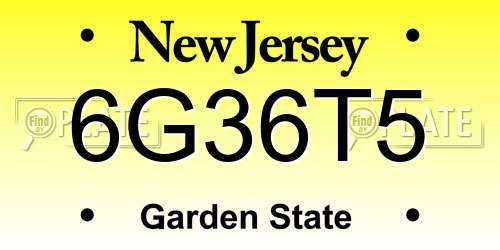 6G36T5 New Jersey License Plate