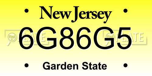 6G86G5 New Jersey License Plate