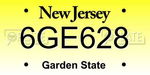 6GE628 New Jersey License Plate