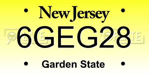 6GEG28 New Jersey License Plate